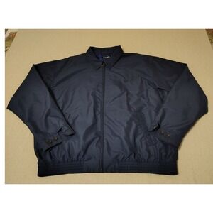 Chaps Mens Harrington Jacket XL Navy Blue Full Zip Plaid Lined Lightweight 17